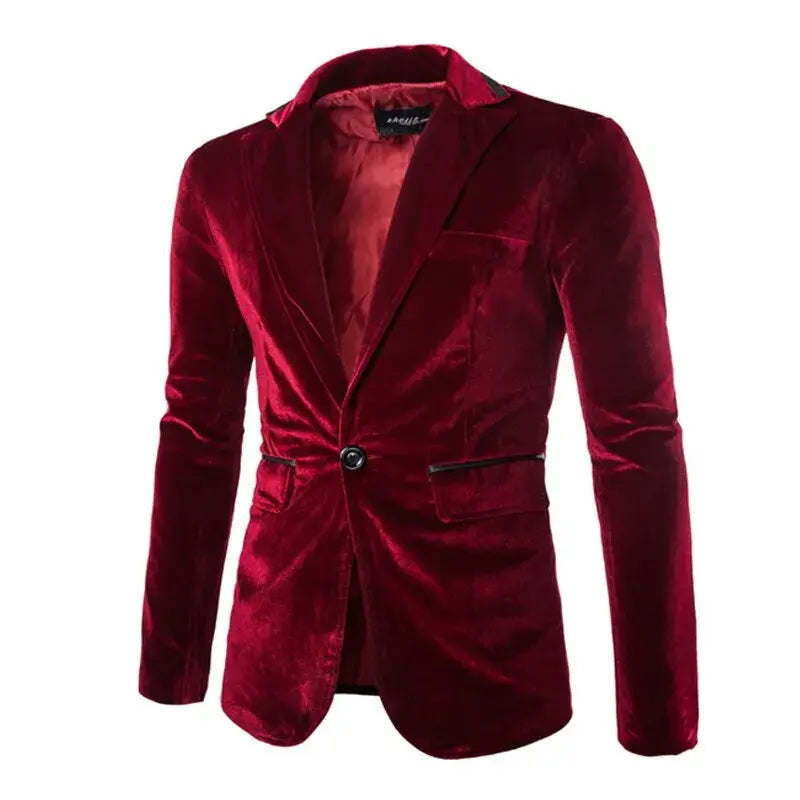    Blazer-Velours-Homme-a-Bouton-Rouge