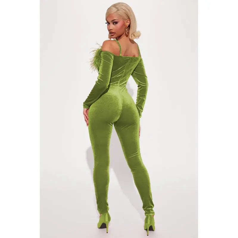 Combinaison Velours Femme Vert - Tissu-Velours