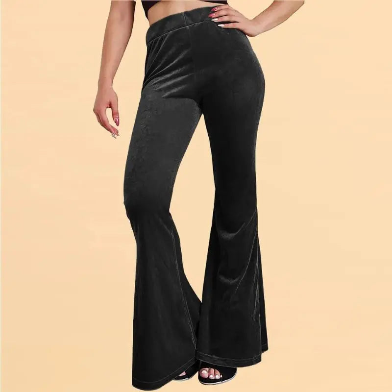    Pantalon-Velours-Femme-Large-Noir