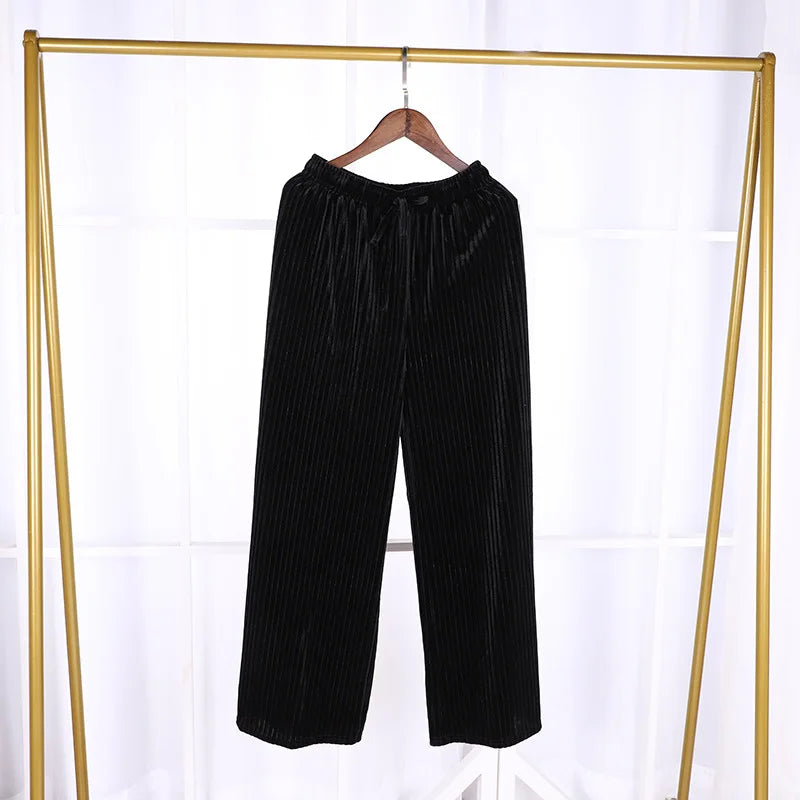 Pantalon-Velours-Femme-Taille-Elastique-Noir