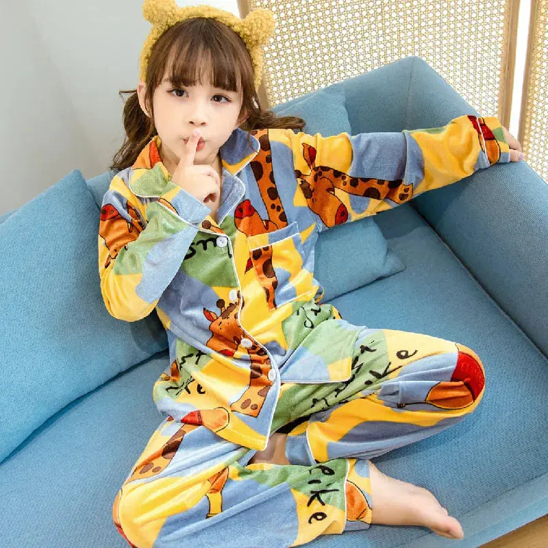 Pyjama-Velours-Fille-Girafe