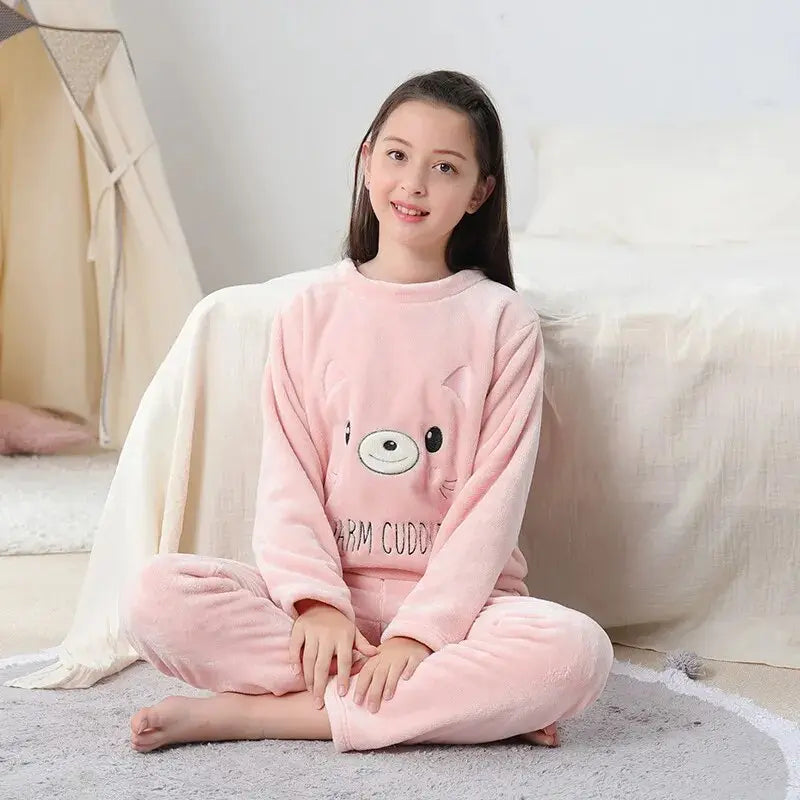 Pyjama-Velours-Fille-Ours-Rose