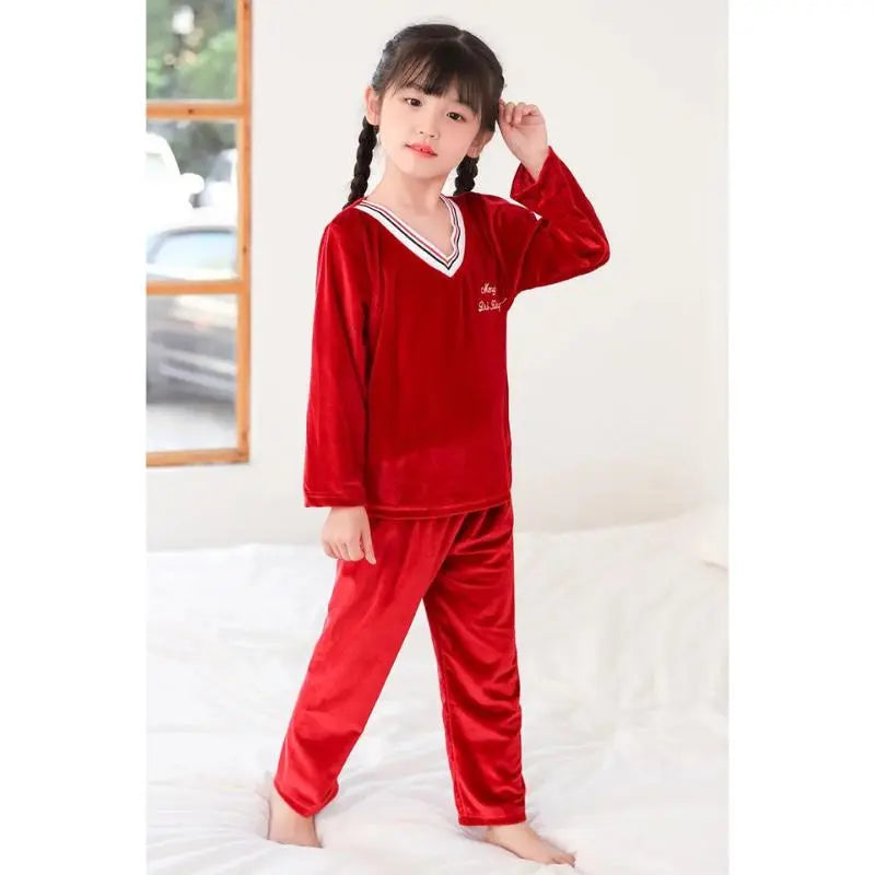 Pyjama-Velours-Fille-Rouge